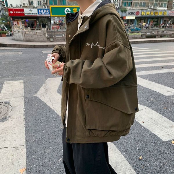 

2021 cotton-quilted new winter embroidered clothing male youth glvo, Black