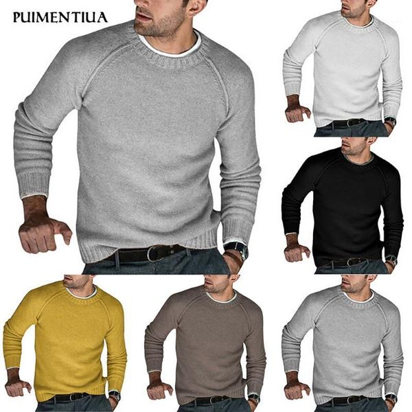 

puimentiua men new fashion sweater men spring fashion knitted pullover solid color outwear and underwear 20201, White;black
