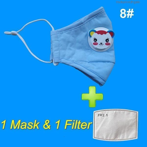 

face shipping cotton kids with stock fast in cartoon animal respirator valve mask & 1 pm2.5 filter