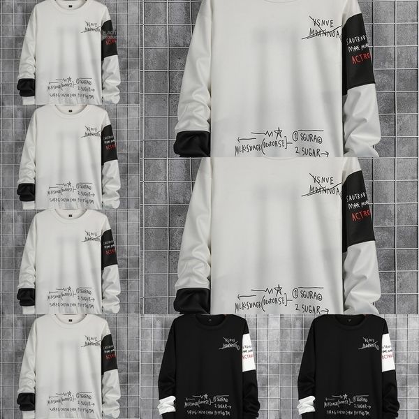 

8s8kl autumn sweater sweatert-shirt round neck hat-trend 2020 new base e3xlm autumn long sleeve men's sweatert-shirt shirt, Black