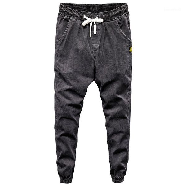

men's jeans fashion streetwear men blue loose fit denim cargo pants hip hop printed designer japanese style joggers men1