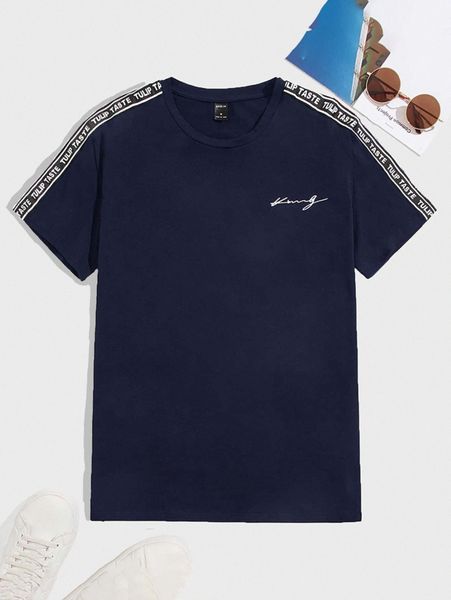 

men letter graphic contrast tape tee s9fz#, White;black