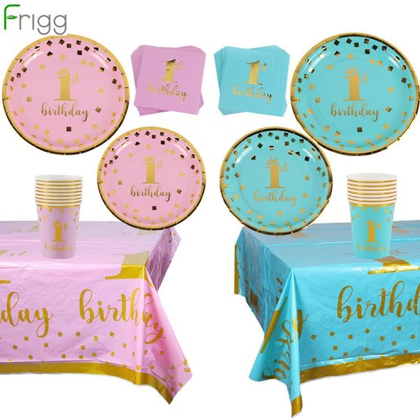 

frigg pink&blue disposable tableware 1st baby shower first birthday decor for kids party supplies