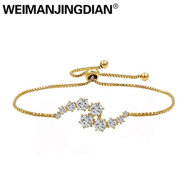 

weimanjingdian brand round cubic zirconia cz crystal adjustable bracelets for women or wedding brides, Black