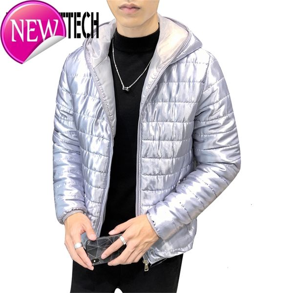 

new men winter jacket casual thick warm glossy jacket men luxury outwear windproof waterproof hooded parkas coat men, Black