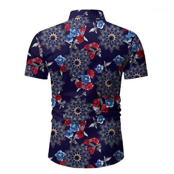 

men's casual shirts shirt male 2021 short-sleeved floral hawaiian printed short sportswear beach spring and summer flower1, White;black