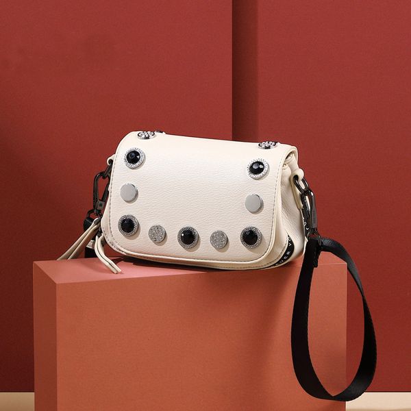 

design oblique cross bag ladies fashion shoulder diamond wide shoulder strap small square bag white ladies casual waterproof bag gift 9627