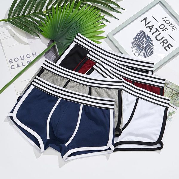 

new mens underwear stripe boxers men boxershort panties man boxeur splicing homme underpants calzoncillos cotton trunk designer, Black;white