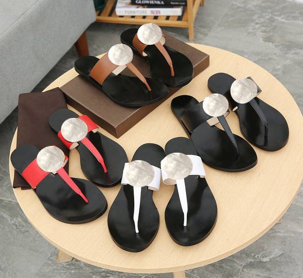 

big size 35-45 women fashion designers flat slides flip flops men genuine leather slide slippers color mixing beach slippers with box, Black