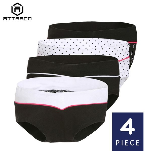 

attraco original pregnant women's underwear panties hipster briefs cotton soft solid mid waist cozy retro cute 201112, Black;pink
