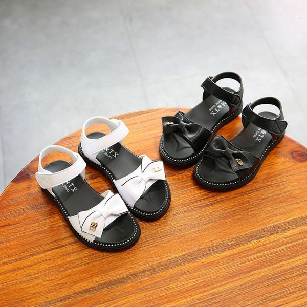 

foam rabbit open toe sandals 2020 new summer little girl's bow soft sole fashion children's sho, Black;red