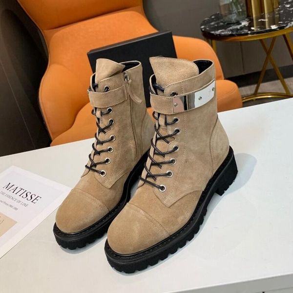 

genuine suede leather women ankle boots fashion mental decor women short boots round toe lace up winter for, Black