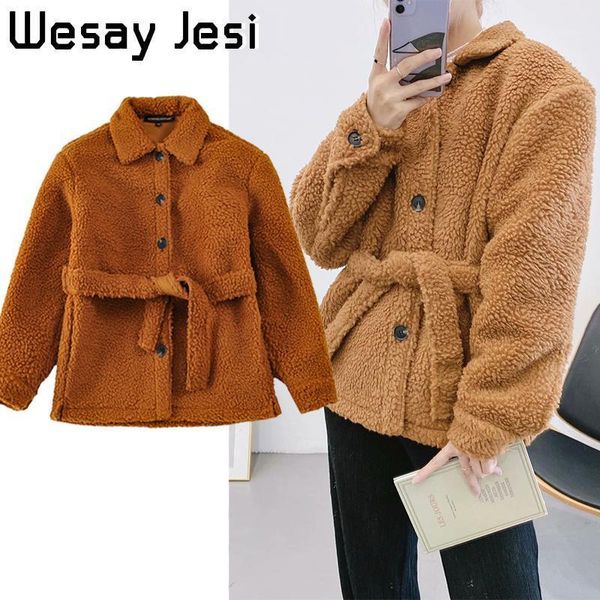 

new 2020 faux fur women's jacket autumn and winter wear belt soft warm fur women plush coat casual fashion jacket1, Black