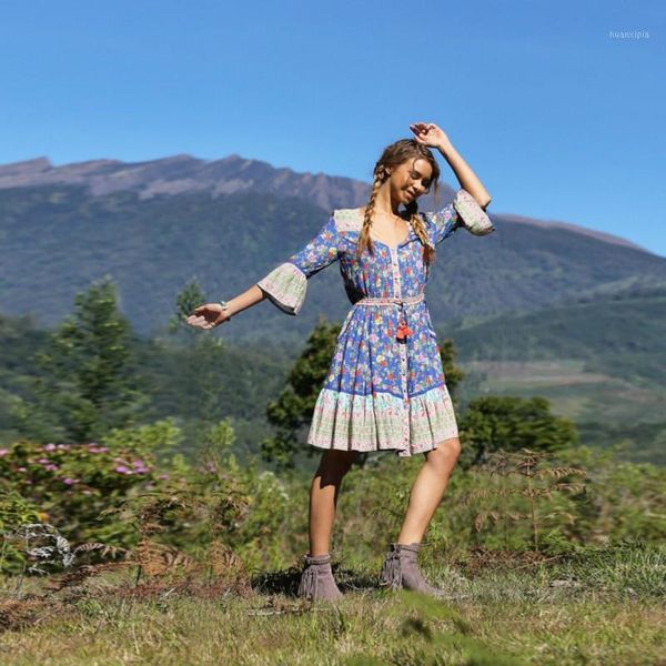 

women's bohemia large pleated printed dress beach holiday style chic's wear1, Black;gray