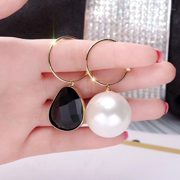 

dominated new asymmetric water drop pearl design drop earrings korean women temperament classic style earrings1, Silver