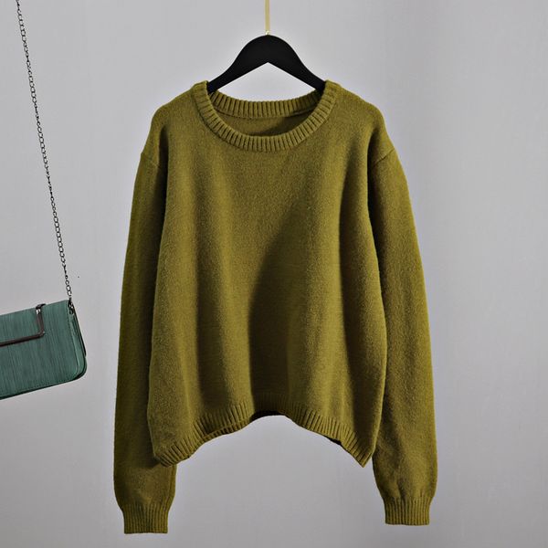 

2021 new loose oversized women o neck cashmere knitted pullovers autumn winter jumpers euro casual twist warm sweater ia0l, White;black