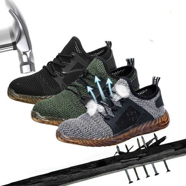 

sale dropshipping men and women safety boots outdoor fashion men shoes -proof puncture-proof workers sneakers, Black