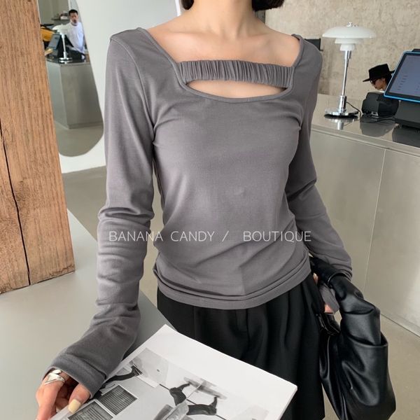 

y5215 women's autumn new thread knitted thin two wear bottoming sweater one word collar sweater 8suuz, White