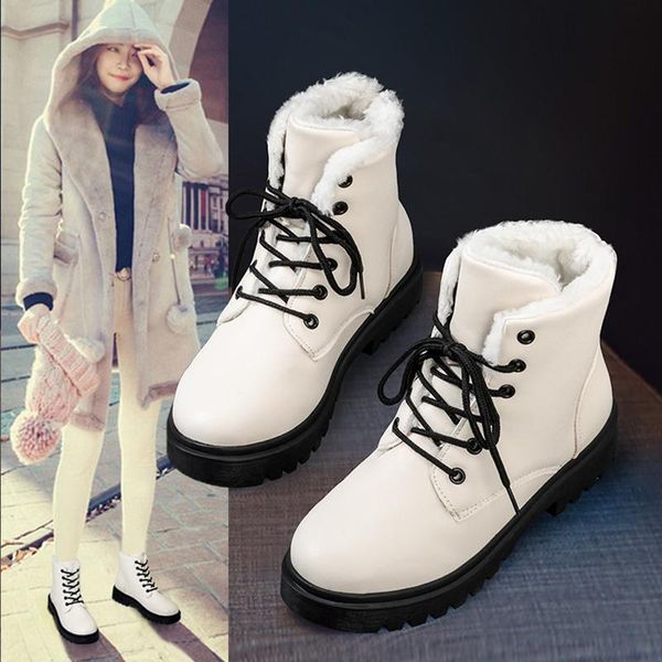 

winter boots lady australia shoes lace up flat heel round toe luxury designer ankle booties women boots-women 2021 snow autumn, Black