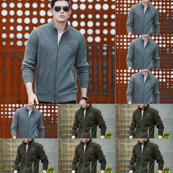 

shenzhou camel long sleeve men's cardigan plush thickening winter loose coat sweatersweater sweater oversized sports casual coat 7981 d, Black