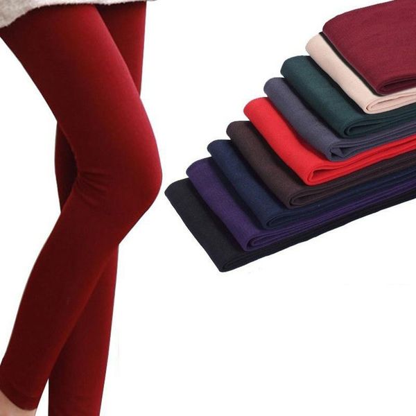 

plus velvet winter thick leggings ankle length keep warm solid color high waist large size women leggings clothes china, Black