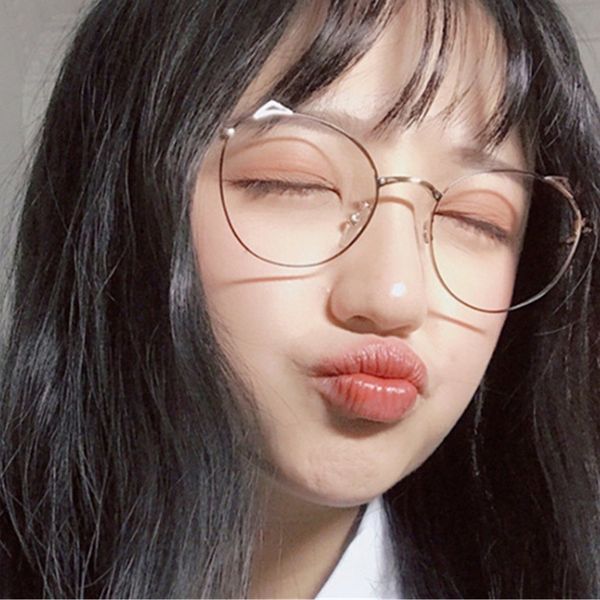 

sunglasses women men round metal retro cat eye anti-blu-ray optical glasses frame boys girls decorative vintage eyeglasses, White;black