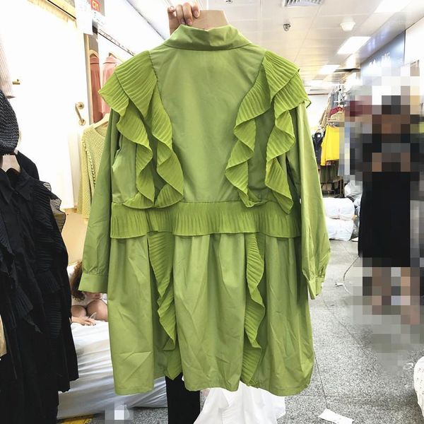 

ewq] 2020 spring autumn new turn-down collar patchwork ruffles women white shirt korea style plus size women blouse qz9591