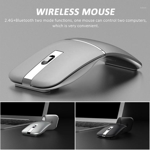 

bluetooth 2.4ghz rotatable ultra thin rechargeable optical non-slip foldable arc wireless mouse lappc silent click portable1