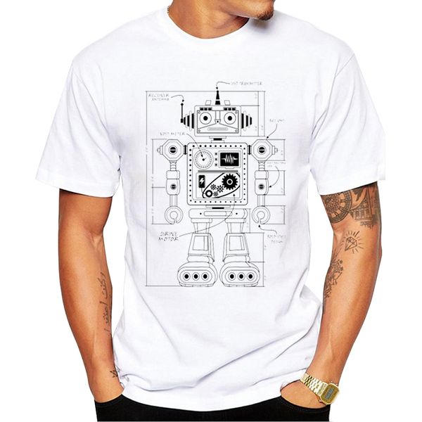 

teehub new fashion vintage robot architect lined robot printed hipster design short sleeve funny sport hooded sweatshirt hoodie t shirt