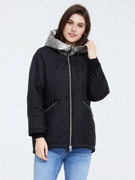 

ziai zip up drawstring hooded puffer coat r1mo#, Black