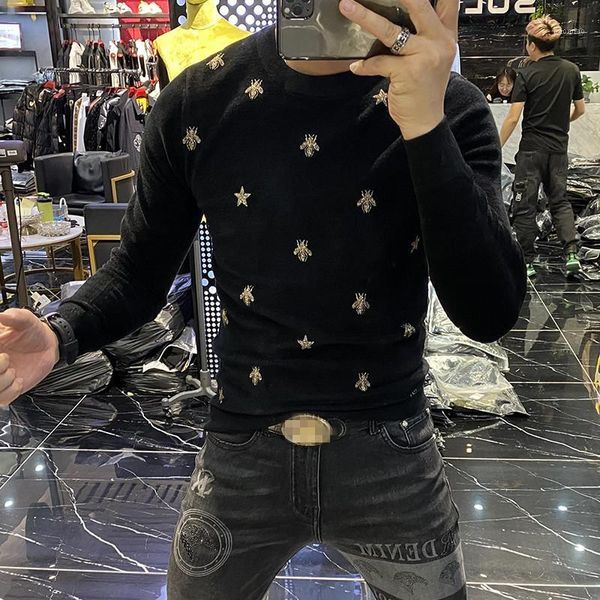 

bk1188 fashion men's sweaters 2020 runway european design party style men's clothing1, White;black