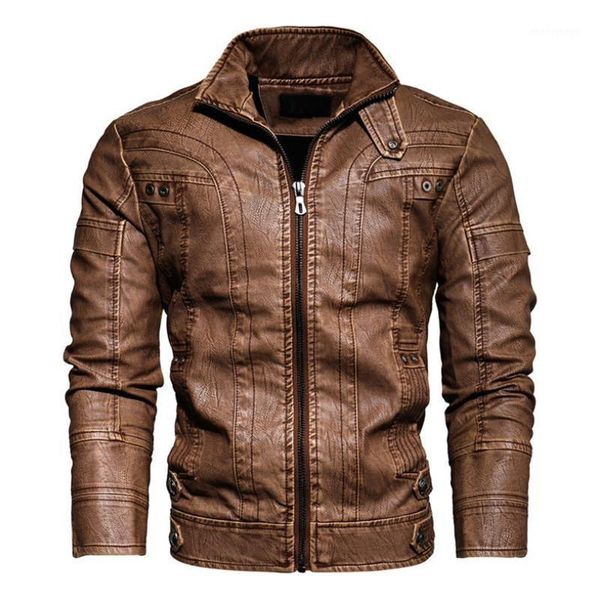 

men's fur & faux brand motorcycle leather jacket men male couro jackets man coats pu men1, Black