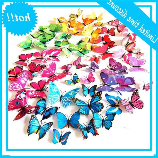 

12pcs 3d vlinder muurstickers art design home bedroom decals diy stickers pvc vlinders magneet sticker party decor