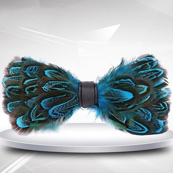 

feather fashion bowtie men women elegant banquet party splicing color 13*7cm handmade bridegroom accessories bowtie1, Blue;purple
