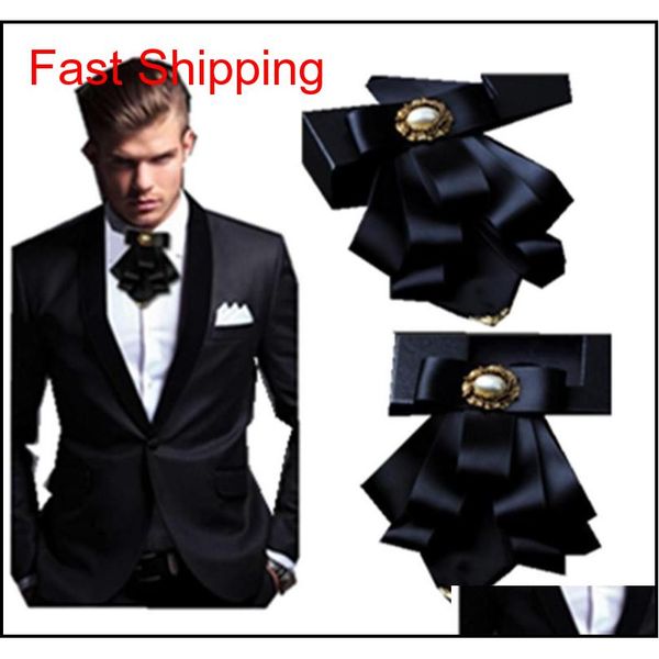 

wedding groomsmen bow tie metal corners multilayer bow-tie flower collar men's business suits tie w2t2b, Black;gray