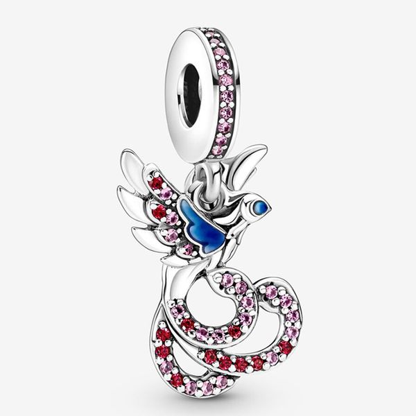 

new 925 sterling silver fit pandora charms bracelets 2022 valentine's day chinese mythical phoenix dangle charm for european women wedd, Golden;silver