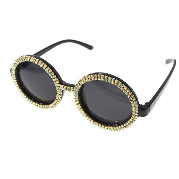 

sunglasses brand design retro round rhinestone women vintage steampunk sun glasses ladies oculos shades for party 20211, White;black