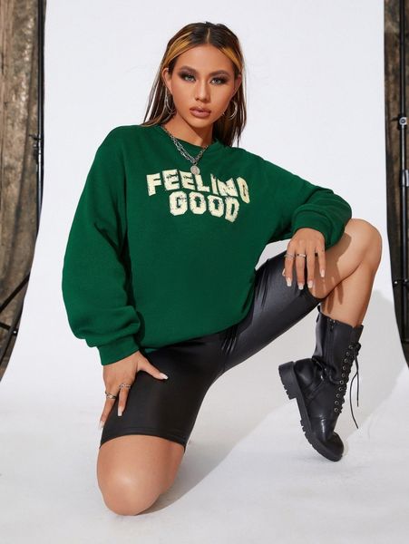 

letter graphic drop shoulder sweatshirt 34tf#, White;black