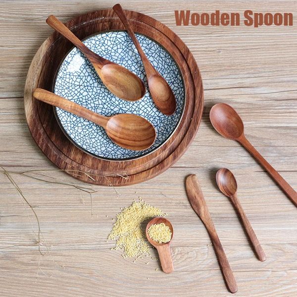 

wooden spoon tableware tablespoon stirring spoon milk powder spoon teak log butter knife environmental protection for kids h jlltgq