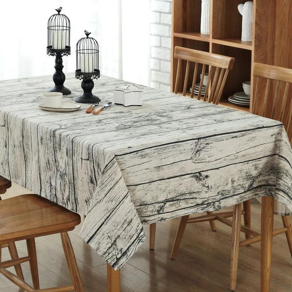 

table cloth vintage european decor tablecloth wood grain cotton and linen home kitchen party dining restaurant rectangle