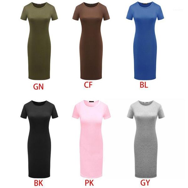 

women summer short sleeve slim bodycon pencil midi long dress plain solid color empire waist package hip basic tunic clubwear1, Black;gray
