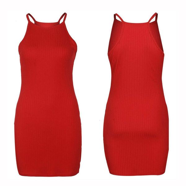 

women summer bodycon solid orange halter tank plain elegant sleeveless slim lady female party dress vestido, Black;gray