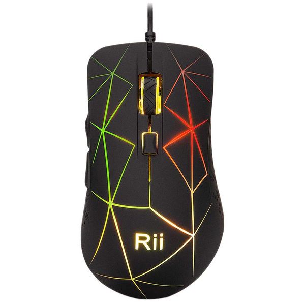 

rii ergonomic wired mouse,5-button usb wired optical mouse optical mice,7 colors rgb led breathing light for notebook