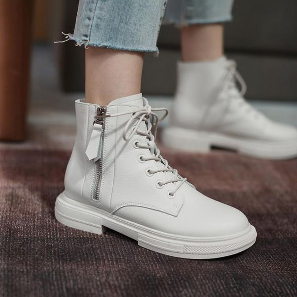 

2020 new casual women shoes winter leather short tube martin boots fashion trend comfortable soft wild warm women's boots, Black