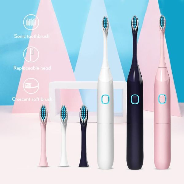 

smart electric toothbrush usb charging crescent-shaped tooth brush heads ipx7 waterproof with 3 replacement head 43d