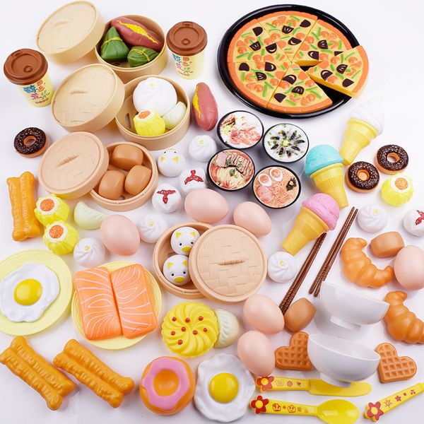

84pcs kitchen toy girls cutting pizza chinese & western food pretend play do house toy kids kitchen educational toys baby gift lj201009