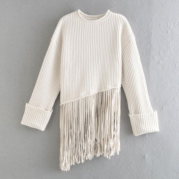 

floy fashion spring o neck casual loose sweaters women elegant tassel sweater women pullover solid long sleeve sweaters ladies, White;black