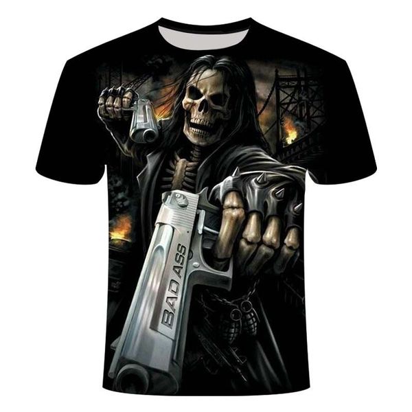 

new skull summer hipster anime 3d print shirts humor anime plus size men clothing