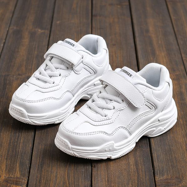 

2019 casual boys girls fashion sneakers baby/toddler/little kids leather trainers children school sport soft running shoes, Black