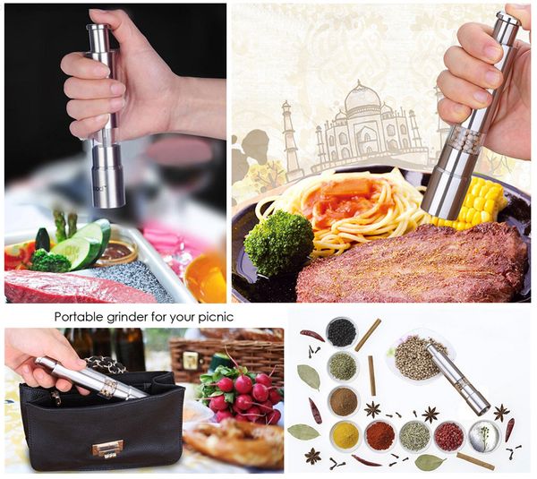 

stainless steel manual pepper mill multi-purpose salt and pepper grinder manual push sliver corn mustard thumb push seed muller